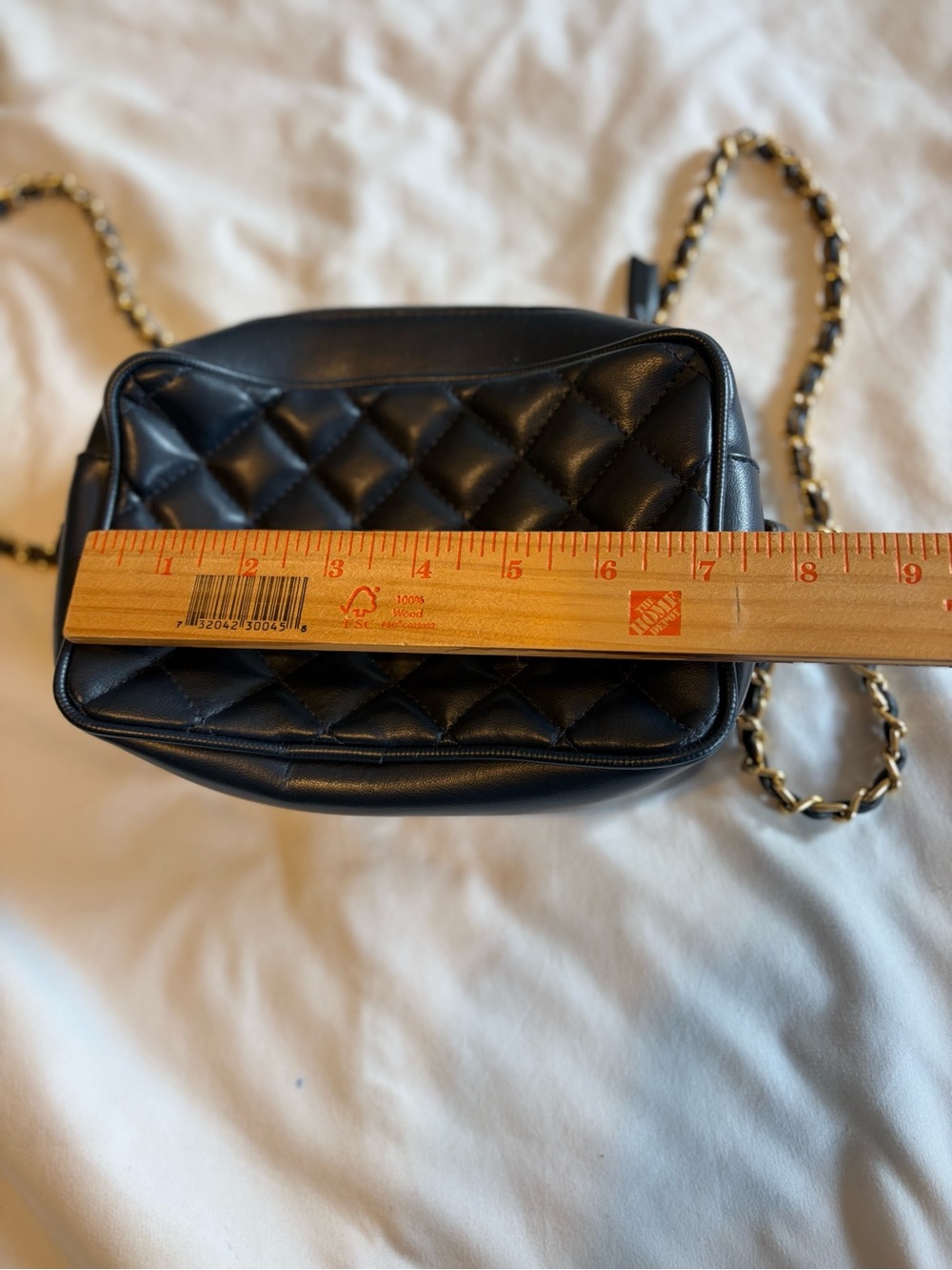 Navy Quilted Crossbody Bag with Gold Chain Strap